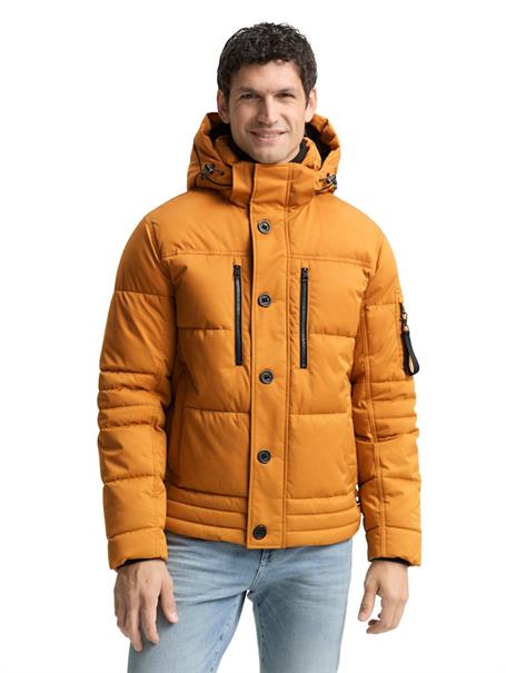 Puffer-Jacke mit abnehmbarer Kapuze peanut butter brown