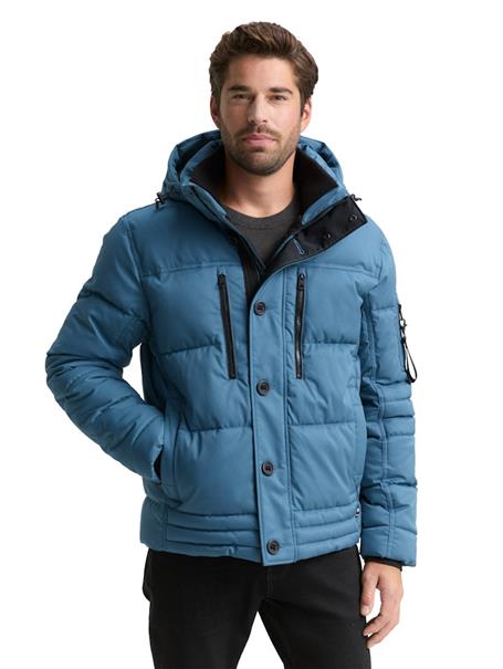 Puffer-Jacke mit abnehmbarer Kapuze real teal blue