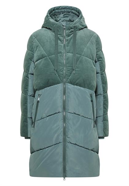 Puffer Mantel mit Cordmix ice hill green