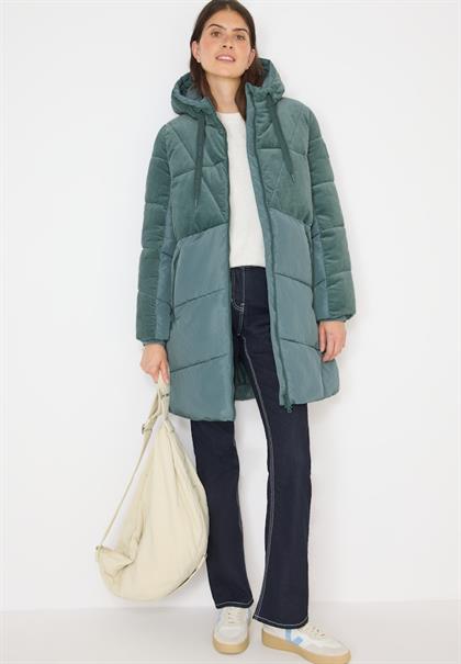 Puffer Mantel mit Cordmix ice hill green