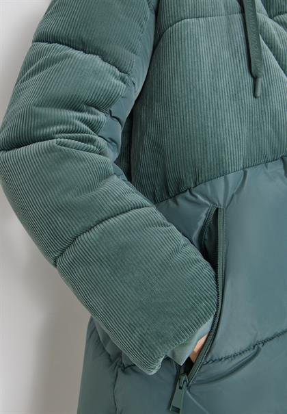 Puffer Mantel mit Cordmix ice hill green