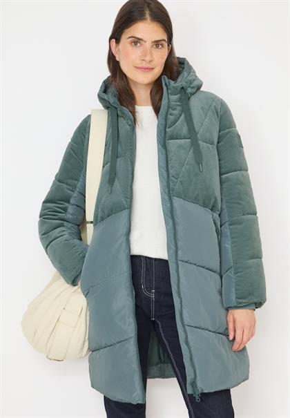 Puffer Mantel mit Cordmix ice hill green