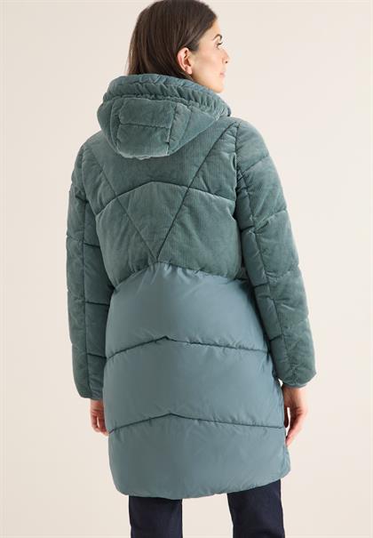 Puffer Mantel mit Cordmix ice hill green
