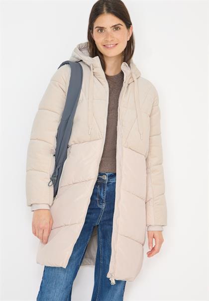 Puffer Mantel mit Cordmix teddy vanilla white