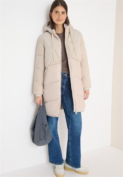 Puffer Mantel mit Cordmix teddy vanilla white