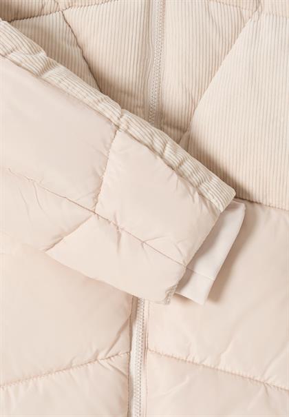 Puffer Mantel mit Cordmix teddy vanilla white