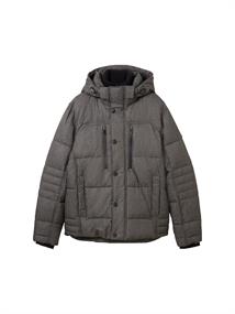 Pufferjacke mit abnehmbarer Kapuze grey garment dye structure