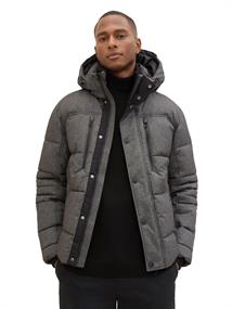 Pufferjacke mit abnehmbarer Kapuze grey garment dye structure