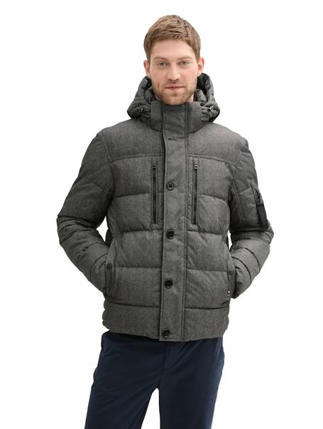 Pufferjacke mit abnehmbarer Kapuze grey garment dye structure