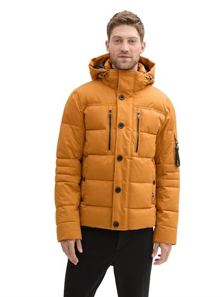 Pufferjacke mit abnehmbarer Kapuze peanut butter brown