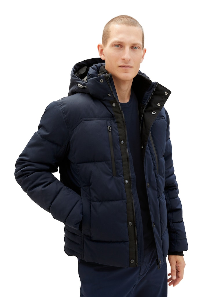 Tom Tailor Herren Jacke Pufferjacke mit abnehmbarer Kapuze sky 