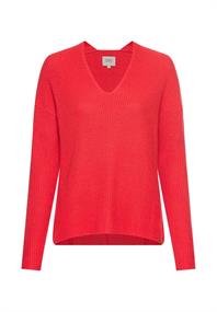 Pullover aus weicher Strickware mit V-Ausschnitt flame