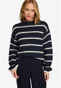 Pullover gestreift mit Wolle patch dark blue