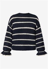 Pullover gestreift mit Wolle patch dark blue