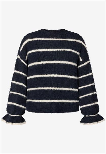 Pullover gestreift mit Wolle patch dark blue