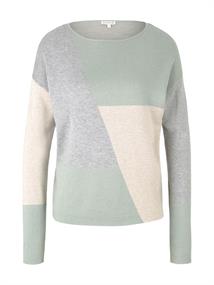 Pullover im Color Blocking green beige grey color block