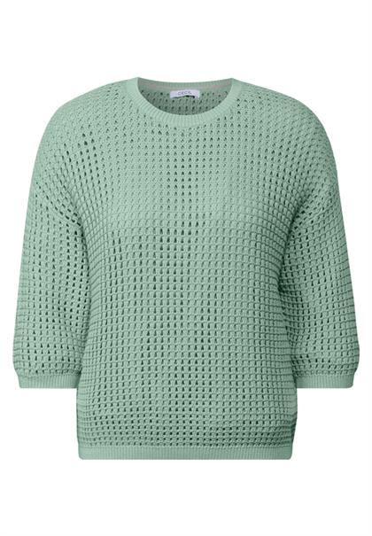 Pullover im Häkel-Optik matcha green
