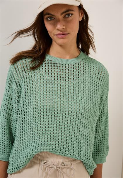 Pullover im Häkel-Optik matcha green
