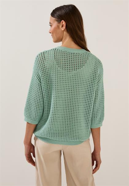 Pullover im Häkel-Optik matcha green