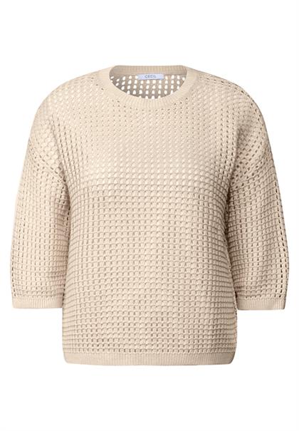 Pullover im Häkel-Optik pearl beige mel.