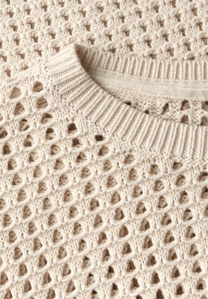 Pullover im Häkel-Optik pearl beige mel.