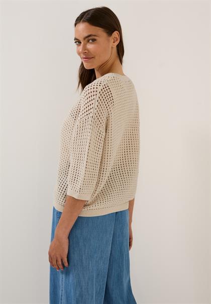 Pullover im Häkel-Optik pearl beige mel.