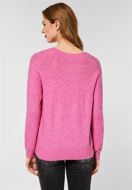 Pullover im Zopfstrickmuster pink crush melange