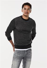 Pullover in Two Tone Optik black