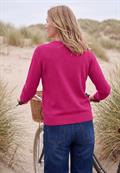 Pullover in Unifarbe mit Rundhals pink flash melange