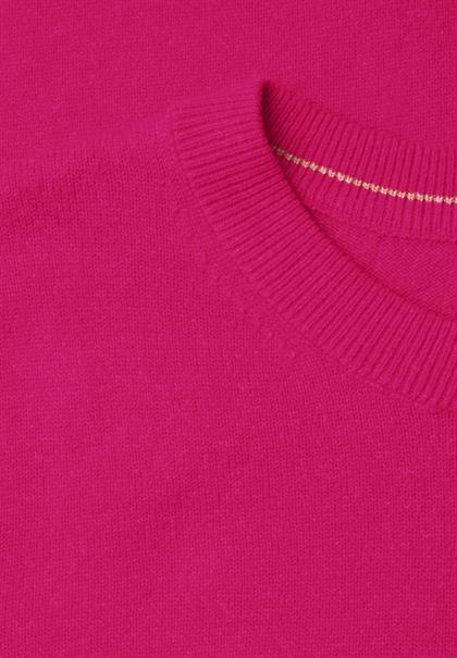 Pullover in Unifarbe mit Rundhals pink flash melange