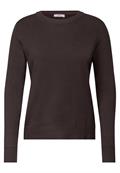 Pullover in Unifarbe mit Rundhals truffle brown melange