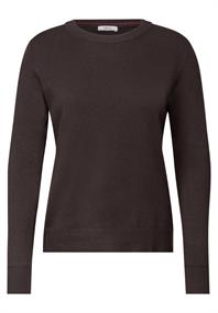 Pullover in Unifarbe mit Rundhals truffle brown melange