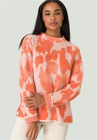 Pullover mit Blumendruck orangecream