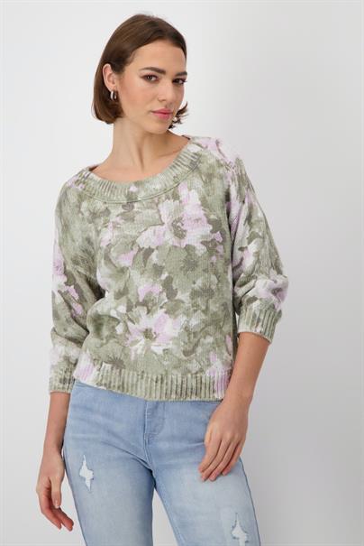 Pullover mit Blumenmuster sage gemustert