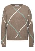 Pullover mit Boat Neck und Intarsien-Muster sanded amber mel.