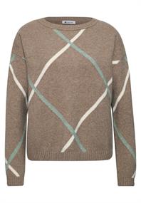Pullover mit Boat Neck und Intarsien-Muster sanded amber mel.
