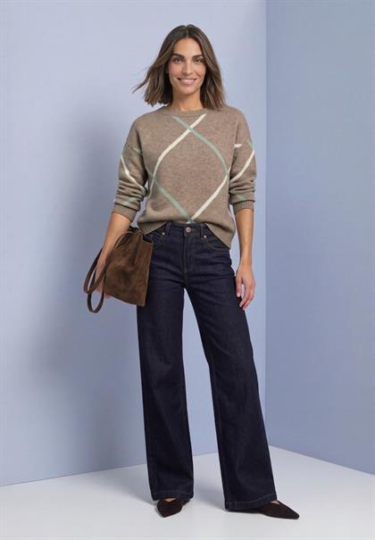 Pullover mit Boat Neck und Intarsien-Muster sanded amber mel.