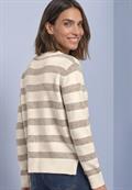 Pullover mit Boat Neck und Streifen pure beige