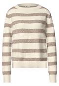 Pullover mit Boat Neck und Streifen pure beige