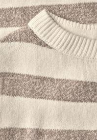 Pullover mit Boat Neck und Streifen pure beige
