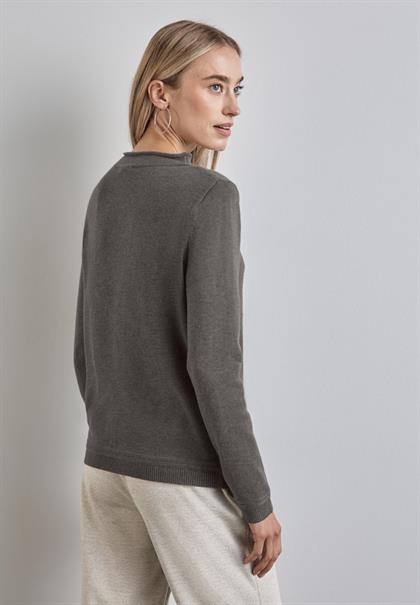 Pullover mit gerolltem Saum smokey walnut brown melange