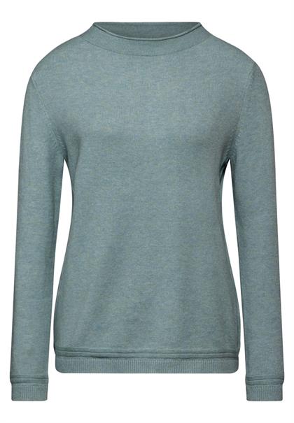 Pullover mit gerolltem Saum steelwood blue melange