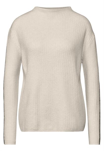 Pullover mit Kontrastdetail cream white melange