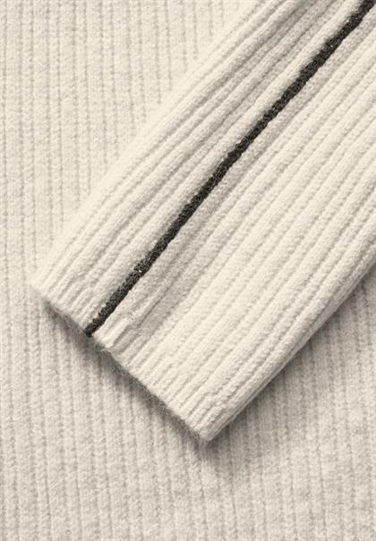 Pullover mit Kontrastdetail cream white melange