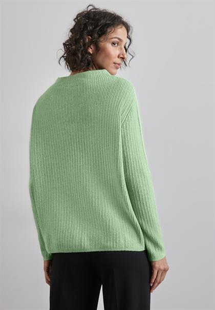 Pullover mit Kontrastdetail gleam green mel.