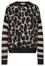 Pullover mit Leo-Muster und gestreiften Ärmeln black