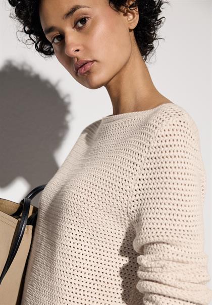 Pullover mit Lochmuster lucid white