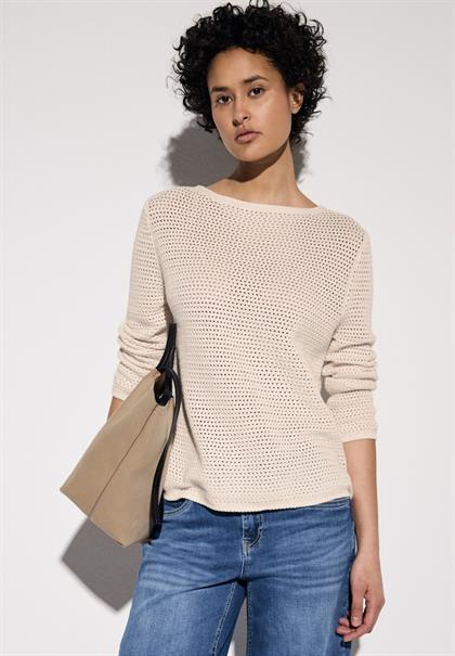 Pullover mit Lochmuster lucid white
