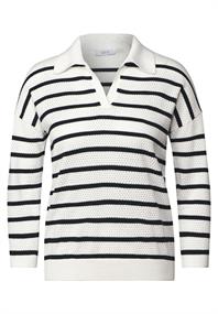 Pullover mit Polokragen vanilla white
