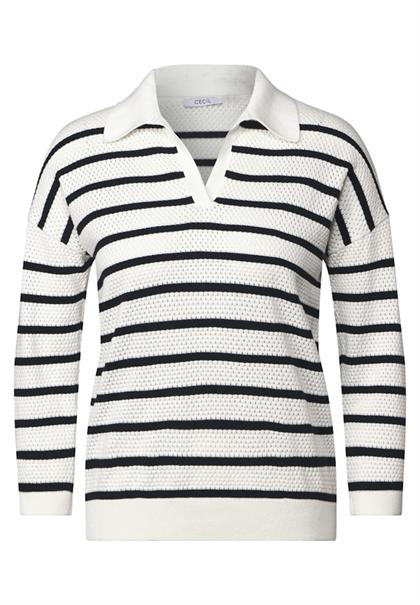 Pullover mit Polokragen vanilla white